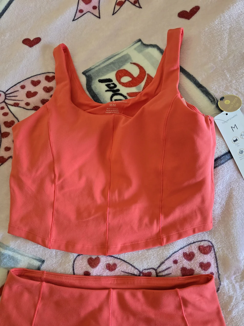 Neutral Zone Coral Tank and Biker Short Set - Seamless Active Two-Piece